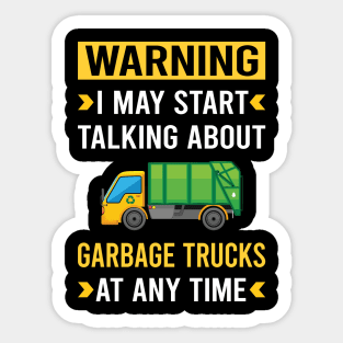 Warning Garbage Truck Trucks Sticker